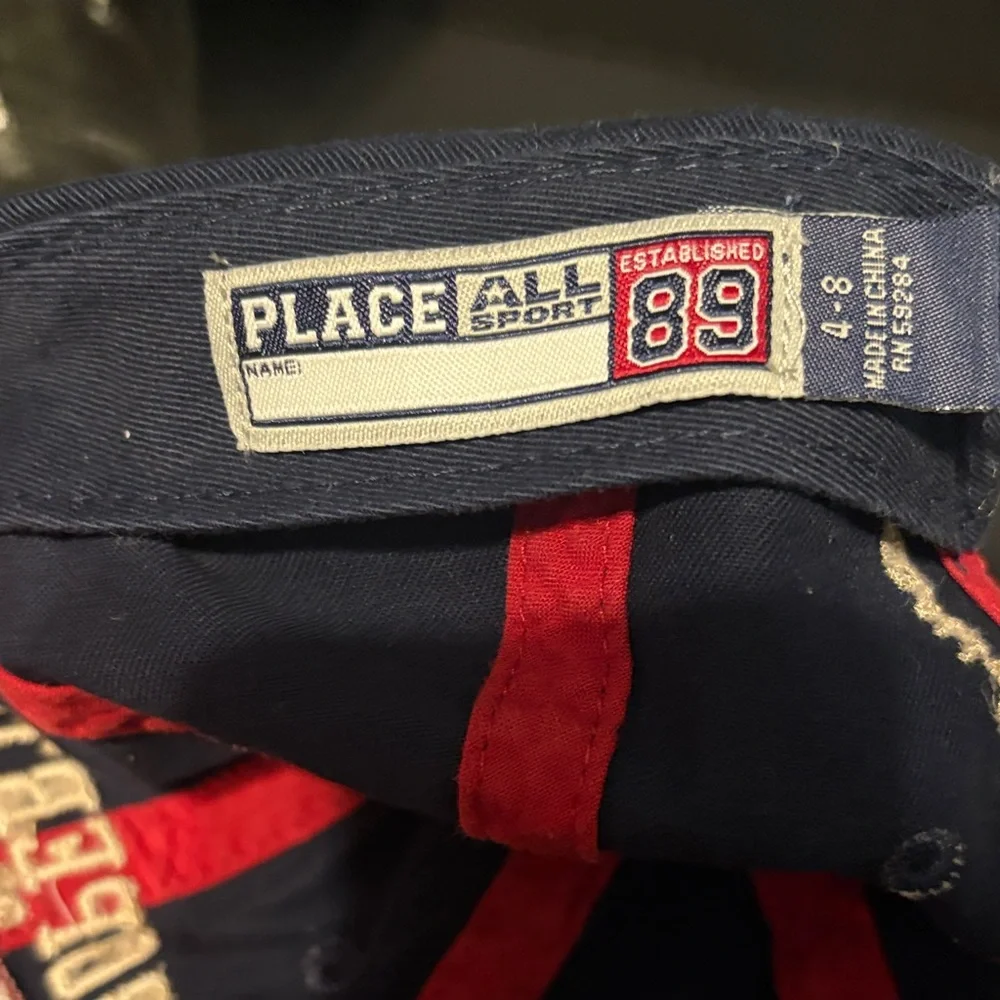The Children's Place Navy Baseball Cap with Red Trim